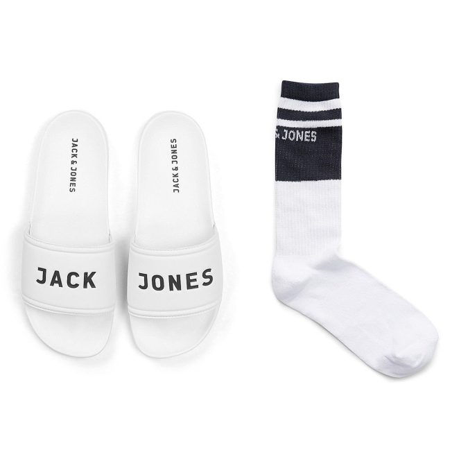 JACK & JONES -  CIABATTE JFW +CALZINO - BIANCO - 12137649-BCO