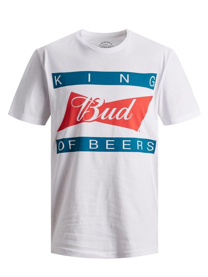 JACK & JONES T-SHIRT JORBUDS - BIANCO/ROSSO - 12149081-BCO