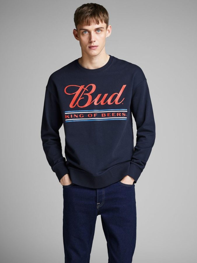 JACK & JONES FELPA JORBUDS - BLU/ROSSA - 12149079-BLU