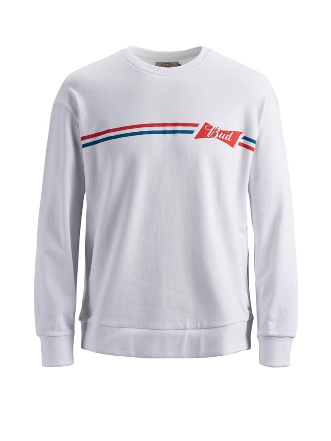 JACK & JONES FELPA JORBUDS - BIANCO/ROSSO - 1214079-BCO