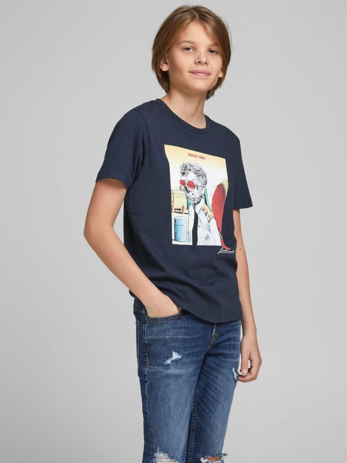 JACK & JONES T-SHIRT JORDAAYS - BLU NAVY - 12190054-BLU