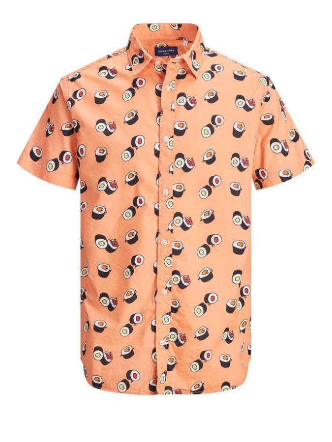 JACK & JONES JORCAN CAMICIA - CORALLO/FANTASIA SUSHI - 12183573-CRL