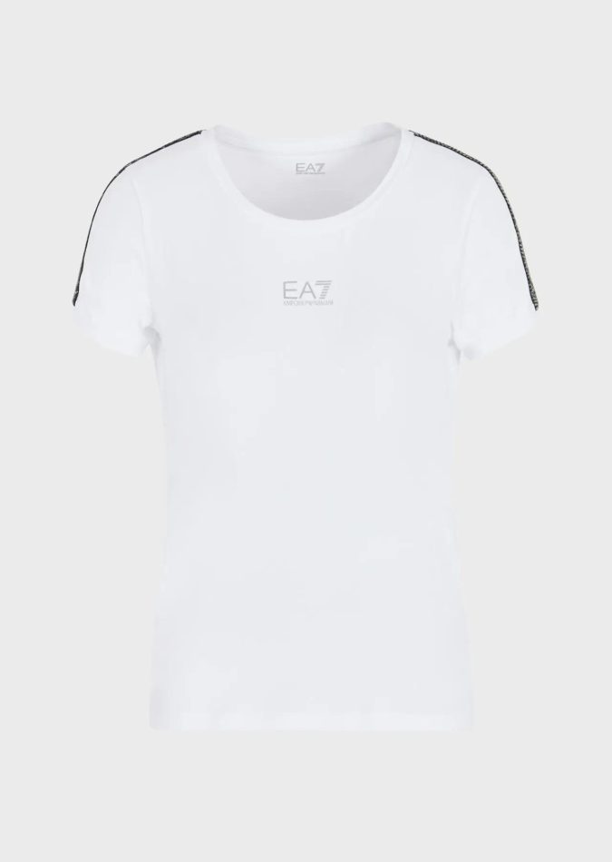 EA7 T-SHIRT LOGO BANDA - BIANCO/NERO - 3RTT28TJ6SZ-1100