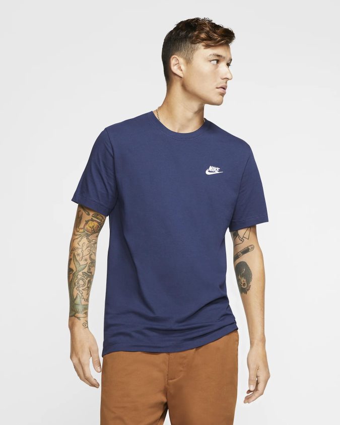 NIKE T/SHIRT CLUB - BLU/BIANCO - AR4997-410