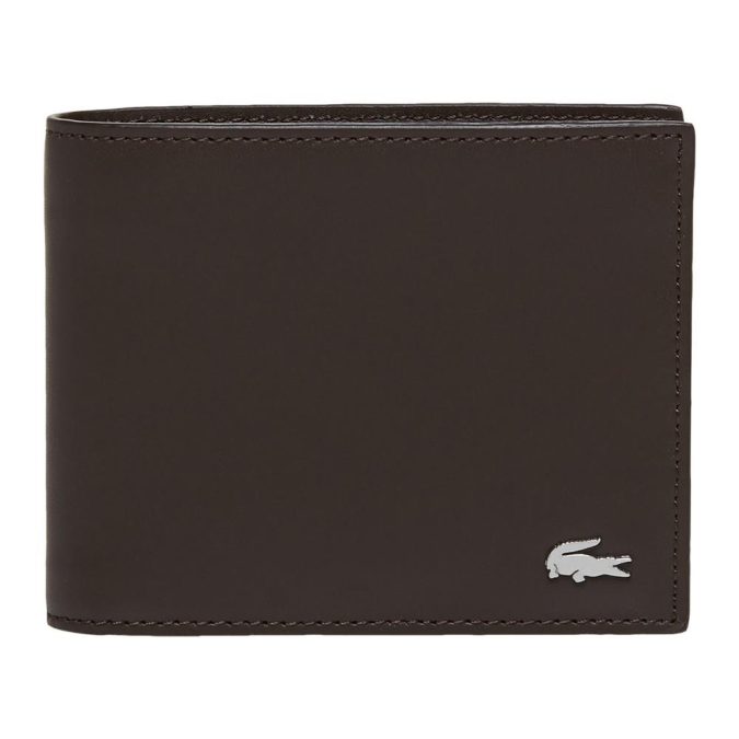 LACOSTE PORTAFOGLIO  PELLE GOFFRATA - MARRONE - NH1115FG-028