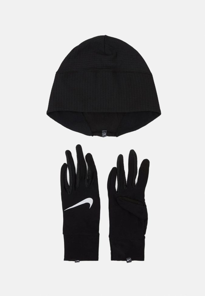 NIKE G SET GUANTI+CAPP RUN - NERO - N.100.0594.082