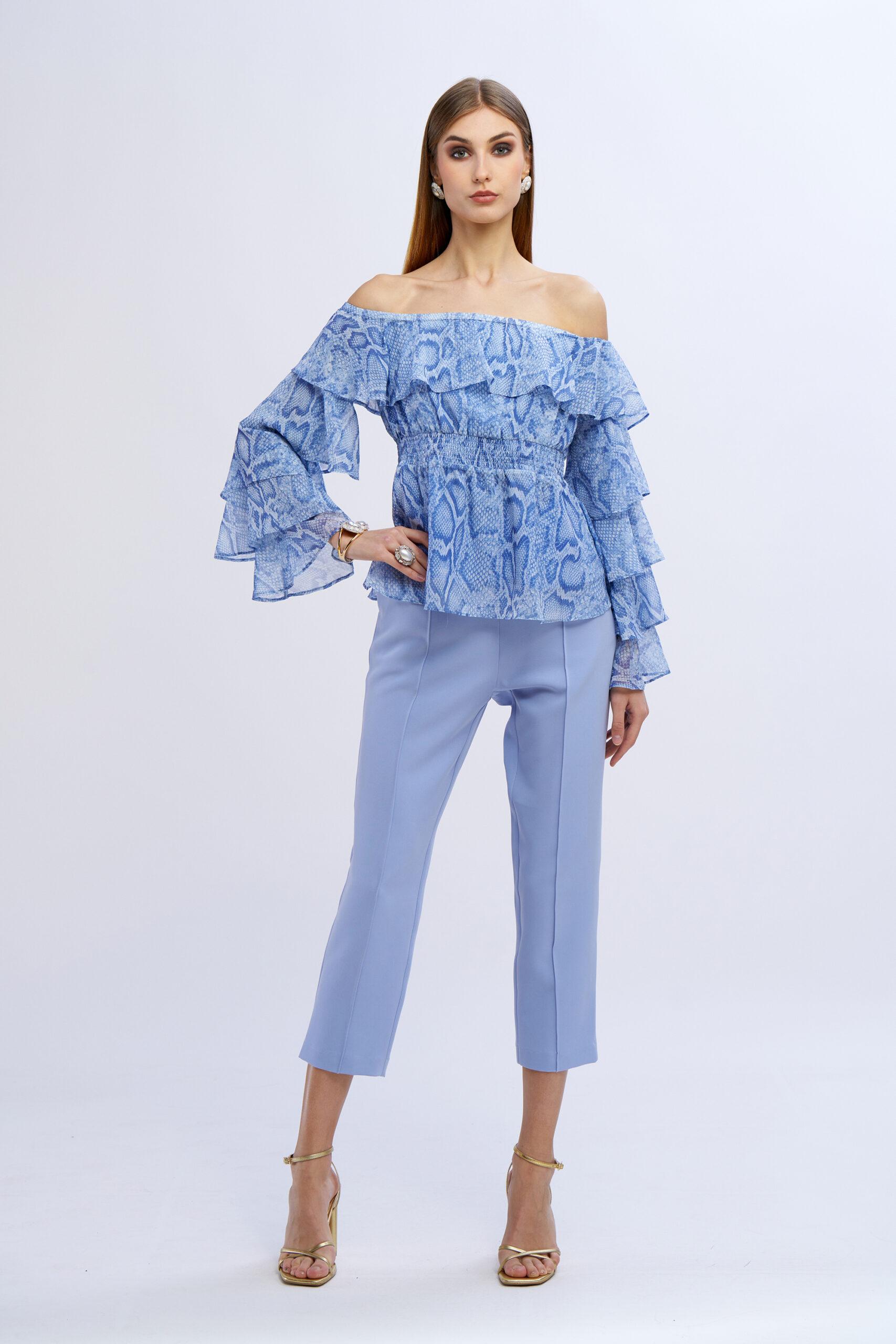 NOSECRETS TOP CON BALZE - PITONE/AZZURRO - 251NS175-AZZ