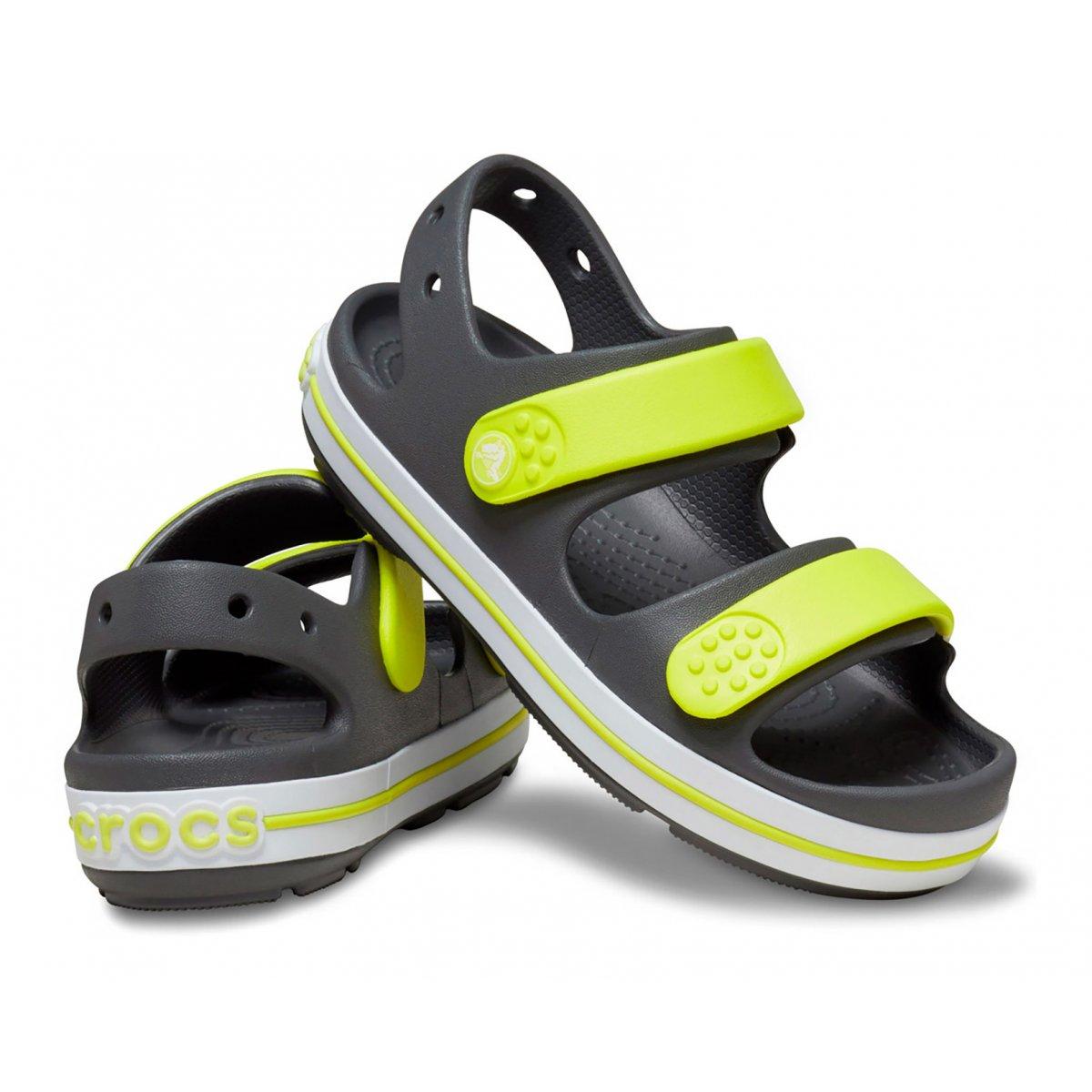 CROCS CRUISER SANDAL K  - GRIGIO/VERDE FLUO - 209423-SGAC