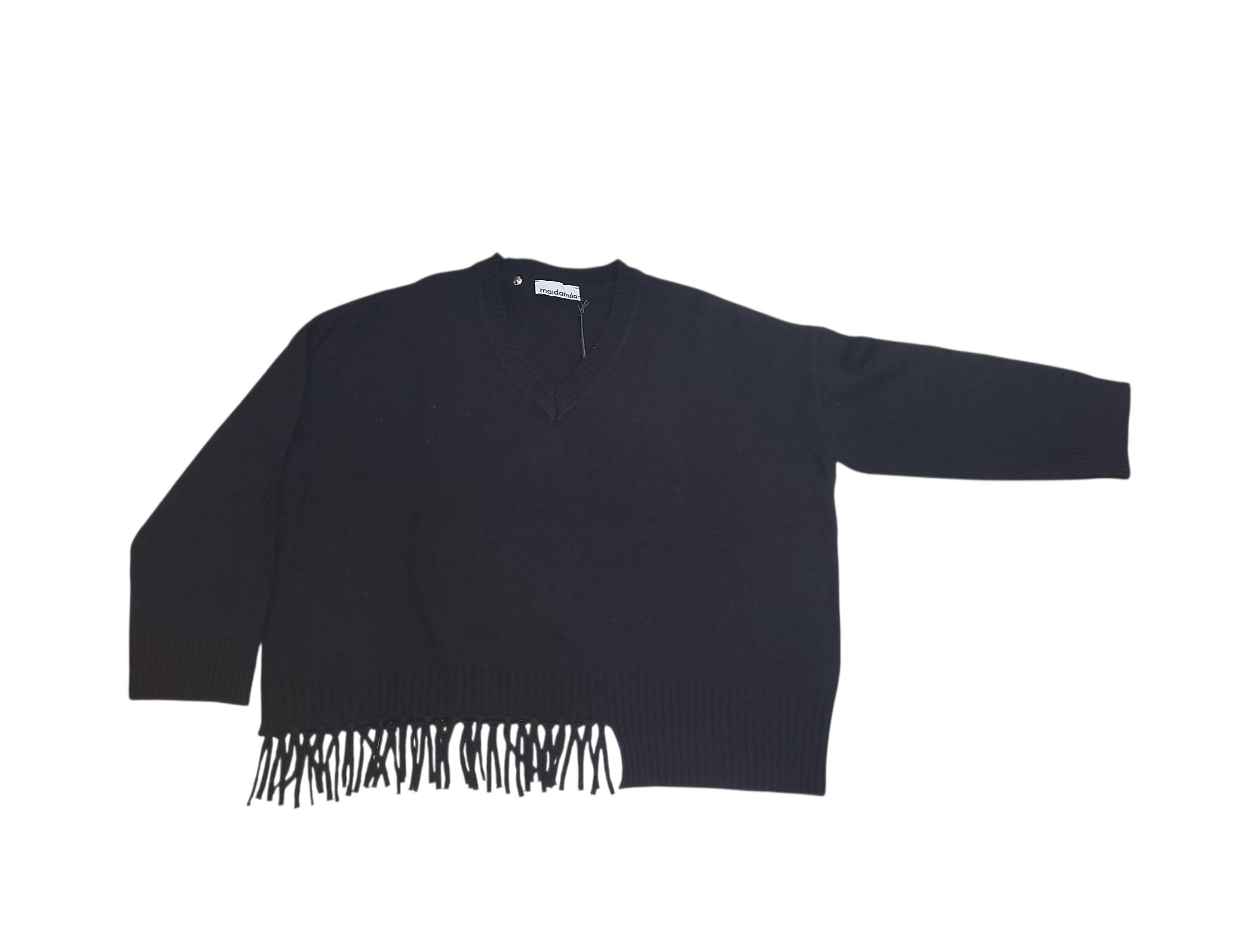 MAIDA MILA MAGLIONE V FRANGE - NERO - 245M1226-029