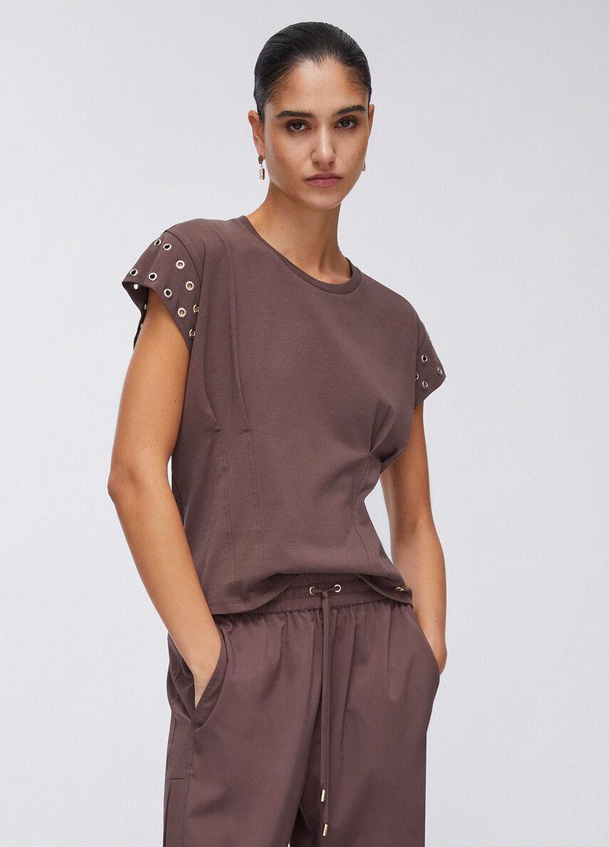 LIU JO T-SHIRT M/C OCCHIELLI - FANGO - TA6251JS003-91015