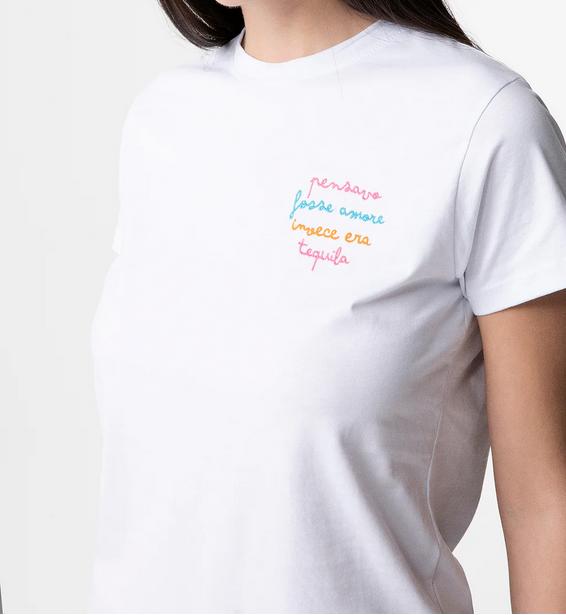 SUPERCULTURE T SHIRT PENSAVO FOSSE AMORE- BIANCO- AW2017-BCO