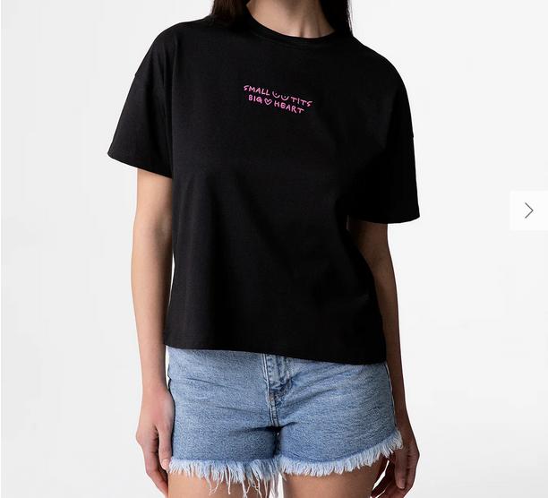 SUPERCULTURE T SHIRT SMALL TITS - NERO- AW2039-NE