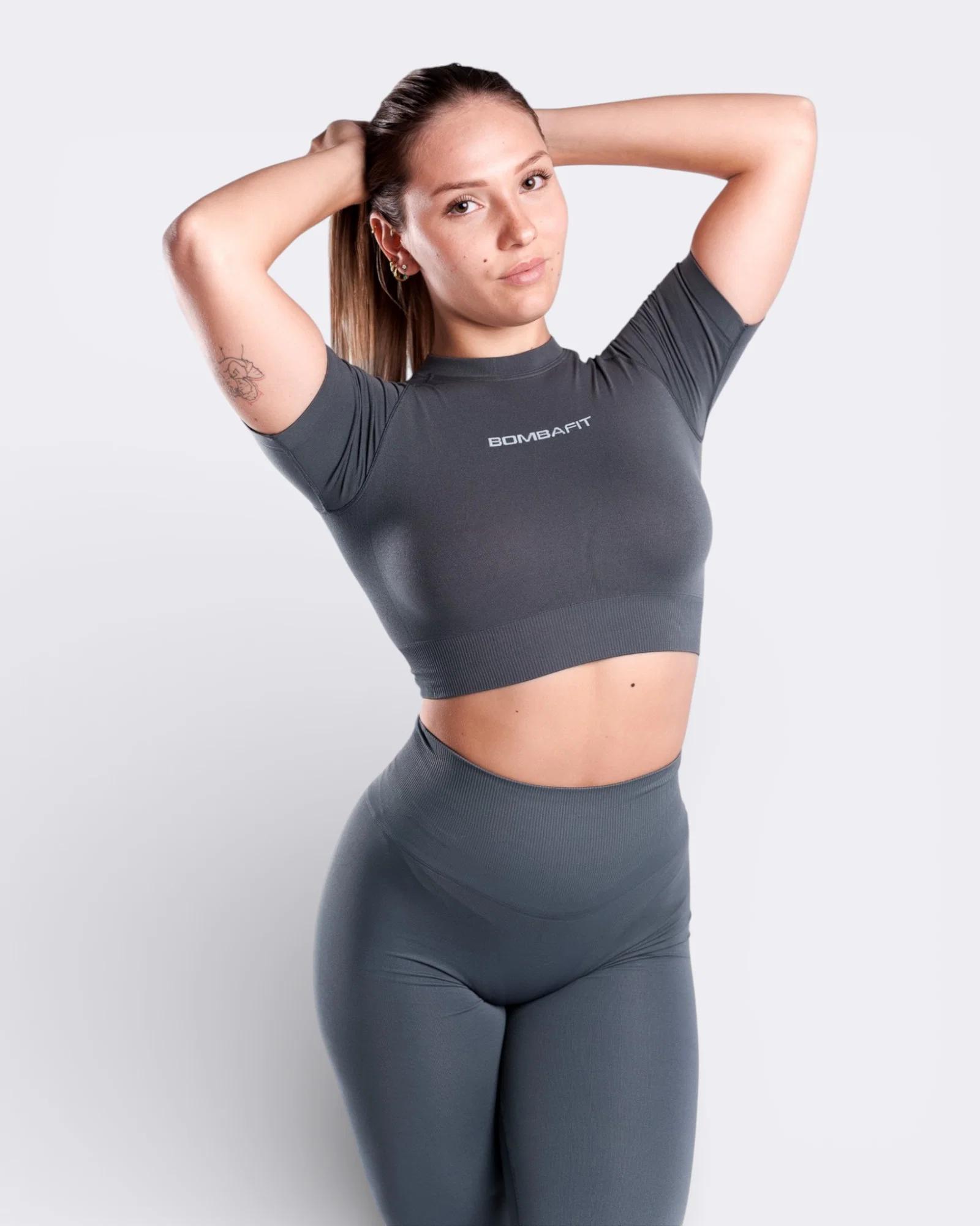 BOMBAFIT T-SHIRT SKIN CROP - GRAFITE - SKIN-GRF