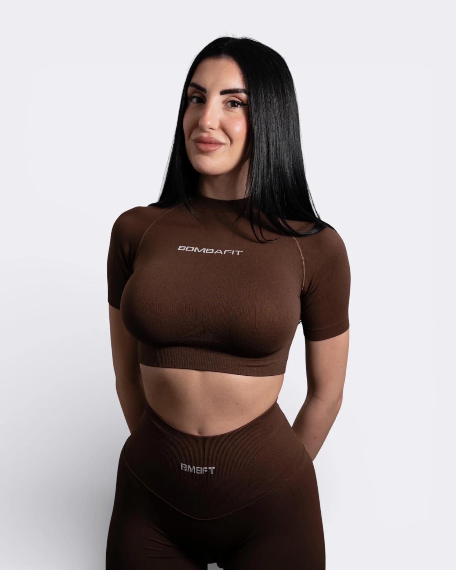 BOMBAFIT T-SHIRT SKIN CROP - MARRONE - SKIN-MRR