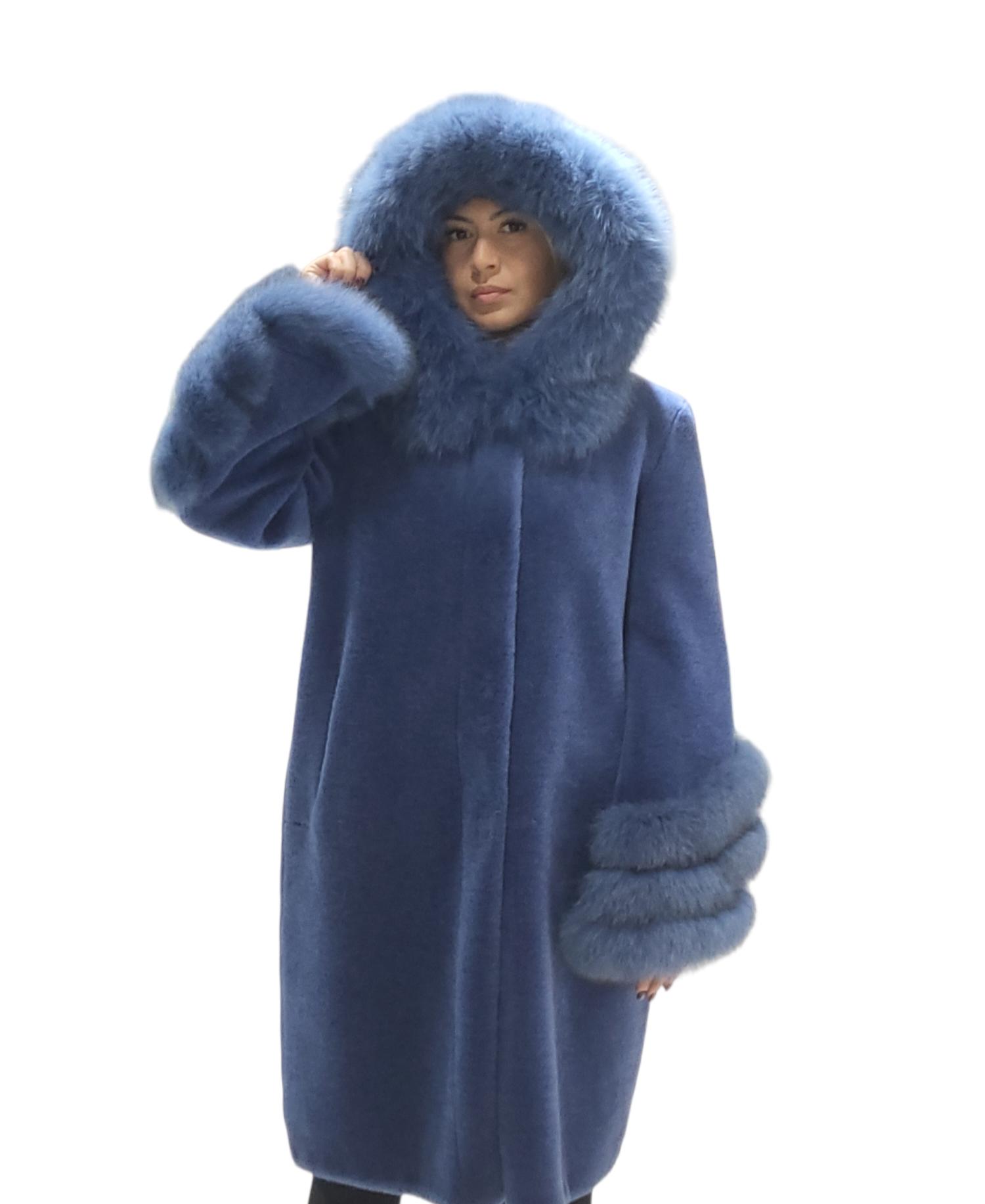 BALI CAPPOTTO PELLICCIA CON CAPPUCCIO  - ROYAL - AG305-ROY