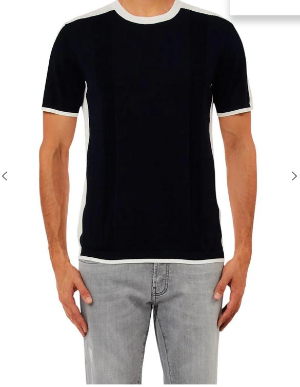 LIU JO MAGLIA CHIUSA M/C - BLU/BIANCO - QA6124MA71P-C3956