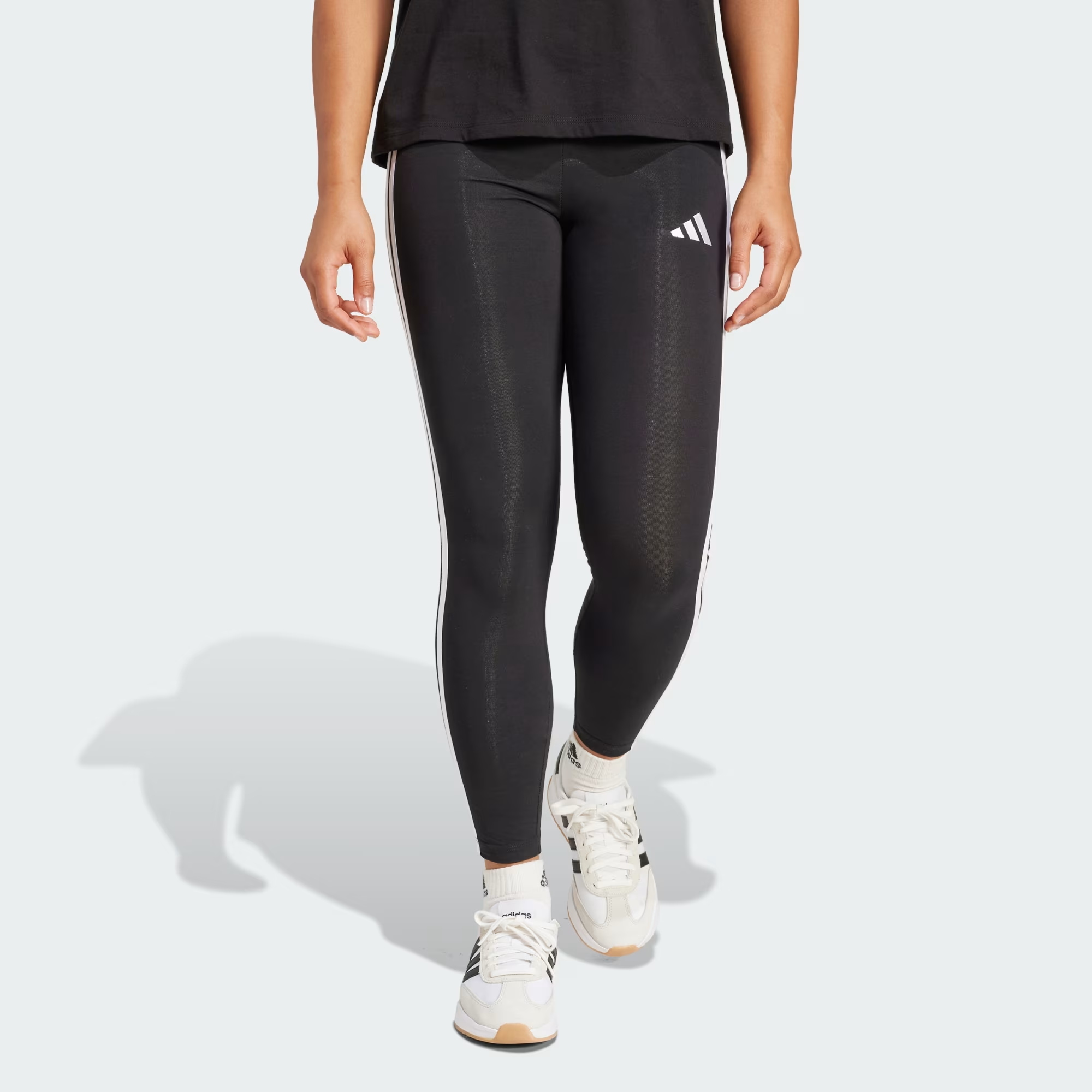 ADIDAS LEGGINGS  3 STRIPES- NERO/BIANCO - JE0072