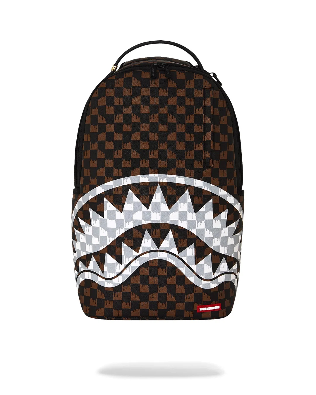 SPRAYGROUND ZAINO BROWN AND CREAM DRIP CHECK SHARK - MARRONE - 910B8552NSZ